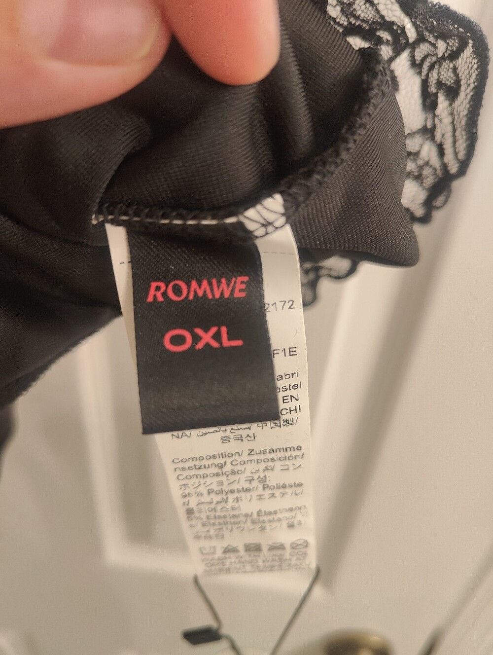 Romwe Corset Blouse Velvet, Black, XL - Picture 6 of 6